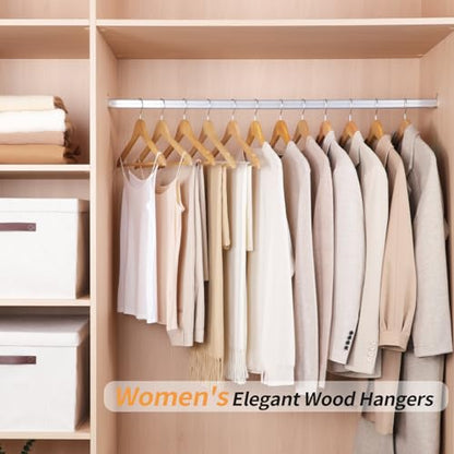 Amazon Basics Wood Suit Clothes Hangers for Closet Organizer, Natural, 20-Pack