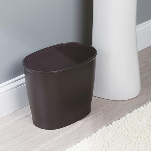 iDesign Slim Plastic Bathroom Trash Can, Bronze | Small Garbage Bin, For Bedroom, Office, Desk, Dorm