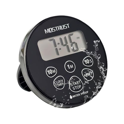Digital Waterproof Shower Clock Timer | Bathroom Countdown Cooking Kitchen Timer with Alarm Magnetic-Back Stand, Ideal for Shower Bathroom