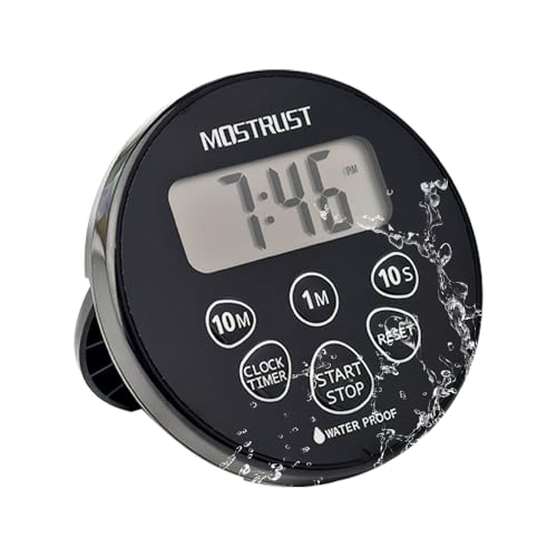 Digital Waterproof Shower Clock Timer (Dark Black | ABS)