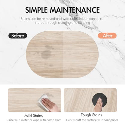 Stone Bath Mat for Bathroom|Diatomaceous Earth Bath Mat|Quick Dry Water Absorbing Bath Stone Mat Large|Non-Slip Bathroom Shower Rug|Easy to Clean (24×16'', Wood Grain, Oval)