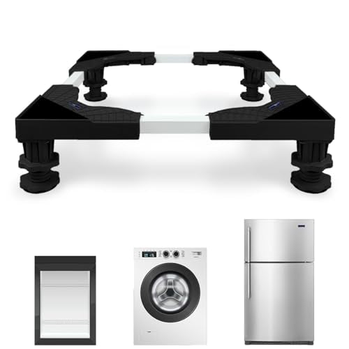Mini Fridge Stand Adjustable Universal Base with 4 Strong Feet Washer Dryer Pedestal for Small Refrigerator, Portable Compact Washer or Dryer, Black