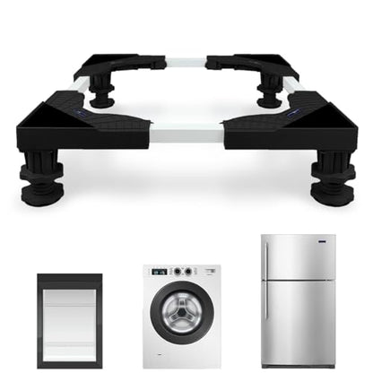 Mini Fridge Stand Adjustable Universal Base with 4 Strong Feet Washer Dryer Pedestal for Small Refrigerator, Portable Compact Washer or Dryer, Black