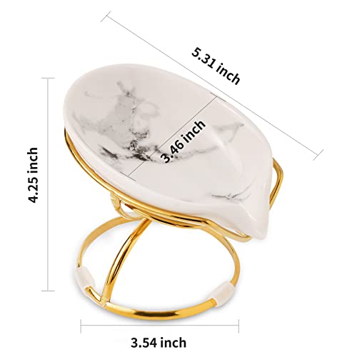 Dobbyby Leaf-Shaped Ceramic Soap Dish with Drain, Holder, Saver, Tray, Bar Soap Holder, Easy Cleaning, for Shower Bathroom Kitchen Sink Bathtub, Pro-Environment White