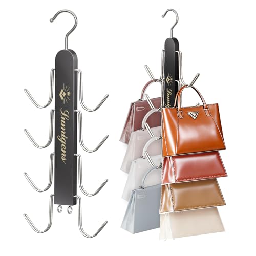 Purse Hanger, 2 Pack Purse Organizer for Closet wi... (Black | Chrome)