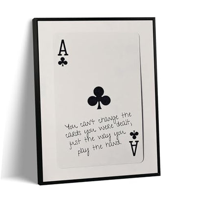 GEFQBBLD Funny Lucky Ace Poker Wall Art,Funky Mdern Canvas Black Art Prints Painting,Retro Minimalist Black and White Playing Card Posters,Trendy Aesthetic Preppy Wall Decor 8x10in Black Framed