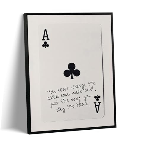 GEFQBBLD Funny Lucky Ace Poker Wall Art,Funky Mdern Canvas Black Art Prints Painting,Retro Minimalist Black and White Playing Card Posters,Trendy Aesthetic Preppy Wall Decor 8x10in Black Framed