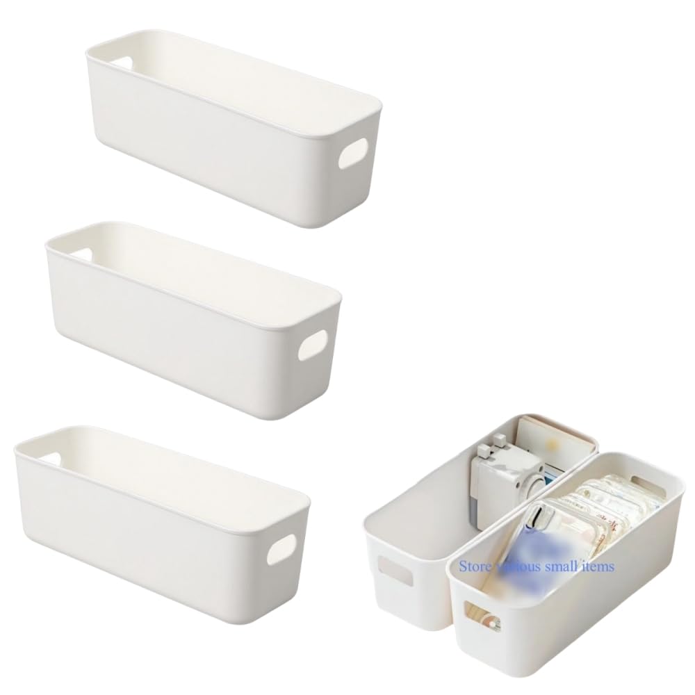 Multi-purpose small storage bins, Storing phone cases, socks, stationery,small items. PP plastic,Organizer and Storage for Sinks,Bathroom, Bedrooms, Vanity tables，Kitchens.10.5x 3.9x 3.5 Inch (3)