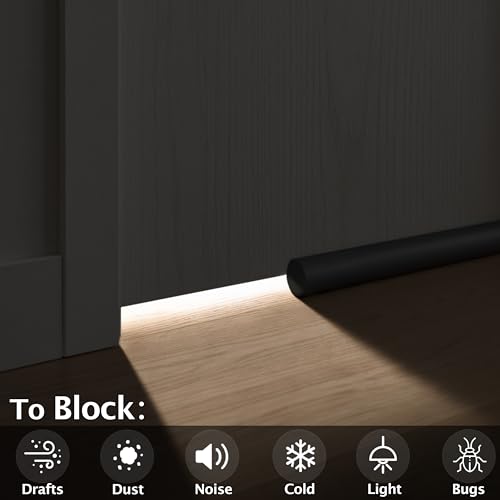 MAXTID Large Door Draft Stopper for Bottom of Doors 36” Under Door Sweep | Noise Blocker Black Gap Filler Stoppers Adjustable Doors Seal Sweep Guard, Window Breeze Stoppers, Home Essentials Gadgets