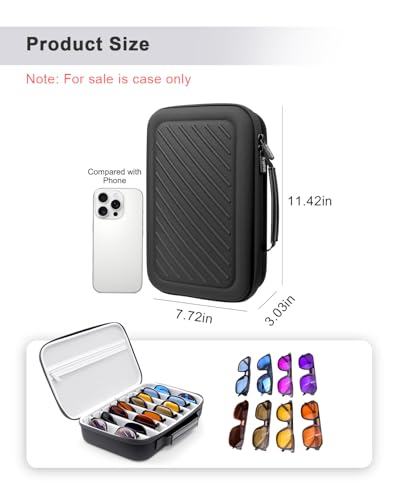 Krypthos Travel Sunglasses Organizer Case, Portable Eyeglasses Storage Box Eyewear Glasses Display Case for Men Women