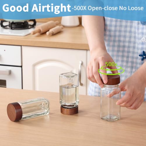 Glass Spice Containers for Kitchen: 24P 4oz Dishwasher Safe Jars