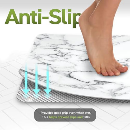 Stone Bath Drying Mat | Diatomaceous Earth Shower Mat | Non-Slip | Super Absorbent | Quick Drying | Bathroom Floor Mat, Natural, Easy to Clean (Onyx Marble, 23.5" x 15.25")
