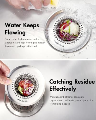 Kitchen Sink Drain Strainer,Patented Reversible Chain Mesh Basket Anti-Clog | Revolutionary Sink Strainer，Easy Clean，Fast Drainage，304 Stainless Steel Rust-Proof，4.4" Large Capacity Food Catcher/Handmade