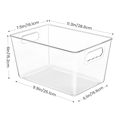 YIHONG 6 Pack Clear Storage Bins, Pantry Organizer Bins with Handle, Large | Plastic Bins, Pantry Storage Containers for Kitchen, Freezer, Cabinet, Closet, Bathroom, Under Sink Organizers and Storage
