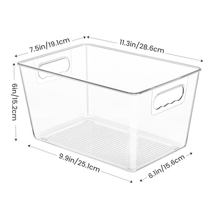YIHONG 6 Pack Clear Storage Bins, Pantry Organizer Bins with Handle, Large | Plastic Bins, Pantry Storage Containers for Kitchen, Freezer, Cabinet, Closet, Bathroom, Under Sink Organizers and Storage