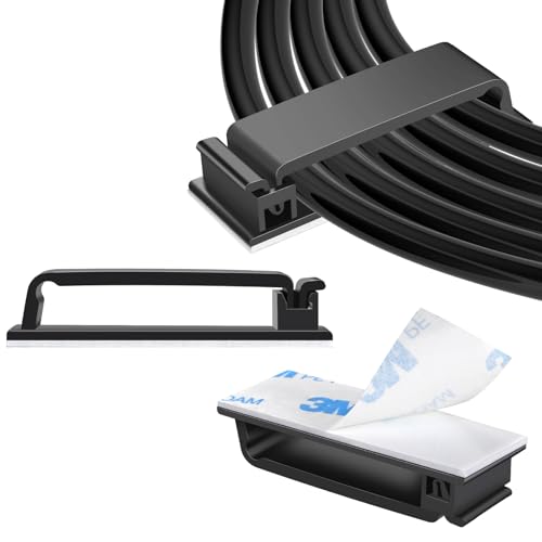 100 PCS Self Adhesive Cable Clips(L) Black,Wire Cl... (Black)
