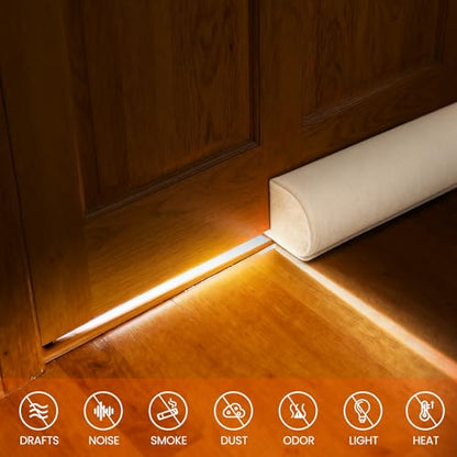 GDHOMM Door Draft Stopper for Bottom of Door, Adjustable Door Sweep Door Draft Blocker Door Gap Filler, Energy Saving, Keeps Sound Draft Light Out - Fits 30” to 36” Door