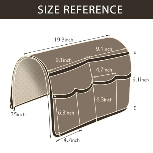 HAOMAIJIA Sofa Armrest Organizer, Remote Control Holder for Recliner Couch | Anti Slip Arm Chair Bedside Caddy Storage Organizer With 6 Pockets For Cell Phone Tv Remote Control Magazines (brown)