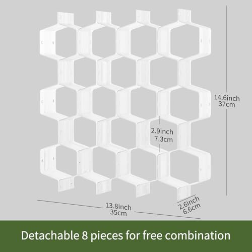 Honeycomb Separator Adjustable Drawer Organizer Divider for Underwear Belt-Scarf Socks Organizer (White(2pcs))