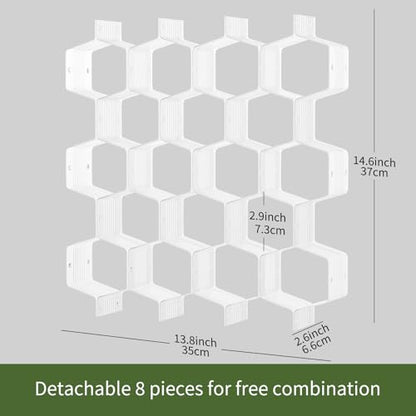 Honeycomb Separator Adjustable Drawer Organizer Divider for Underwear Belt-Scarf Socks Organizer (White(2pcs))