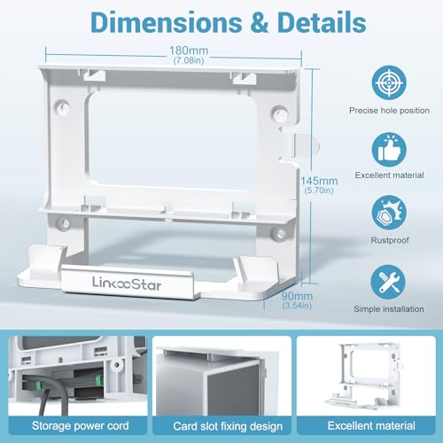 Star-Link Router Mount for Gen 3/4X/V3 Wall Mounting Accessories | All-in-One Star link Standard V3/4X Mesh Router & Power Supply Mount, Space-saving Bracket Mount Kit- LM-3C No Drill Mount