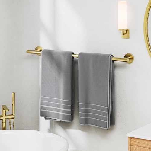 24 Inch Brushed Gold Towel Bar, Thicken, Total Length 26-Inch | Towel Rack for Bathroom Wall, SUS304 Stainless Steel Towel Rod, Modern Home Decor