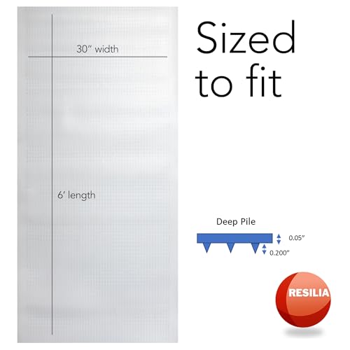RESILIA Industrial Deep Pile Carpet Runner - Crosshatch Pattern Non Slip Carpet & Rug Protector Mat, Waterproof Clear Plastic Vinyl Floor Covering, 30 Inches Wide x 6 Feet Long, Made in The USA