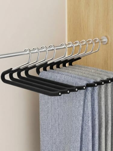 Pants Hangers Open Ended 10 Pack | Non-Slip Heavy Duty Metal Hangers Foam Padded for Jeans, Trousers, Slacks, Towels