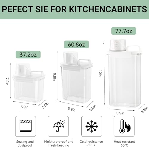 Cereal Storage Containers Sets,BPA Free with Pouring Spout Handle Airtight Food Storage Dispenser with lids For Rice Flour Pasta Grain, Pet Food Storage Container (37.2 oz + 77.7 oz (2 of Each))