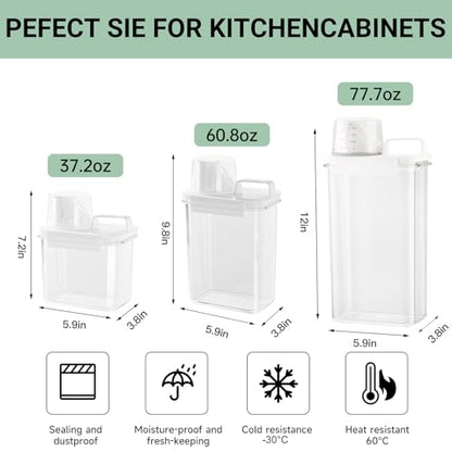 Cereal Storage Containers Sets,BPA Free with Pouring Spout Handle Airtight Food Storage Dispenser with lids For Rice Flour Pasta Grain, Pet Food Storage Container (37.2 oz + 77.7 oz (2 of Each))