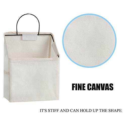 Wall-Hanging Storage Bags, Desktop Organizer Basket Cotton Linen Hanging Storage Basket for Kitchen,Bderoom,Living Room (#2 White)