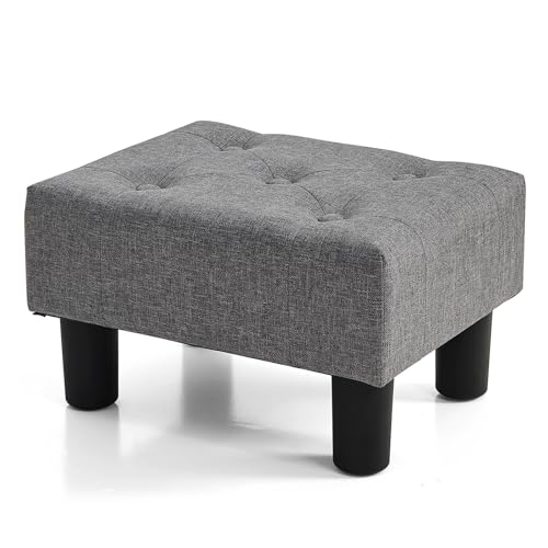 Small Foot Stool, Linen Foot Stools with Legs, Sta... (Grey | Linen)