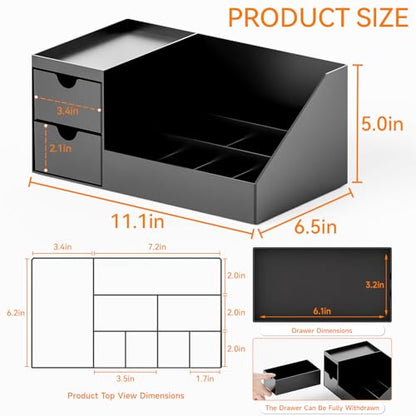 Makeup Organizer with 2 Drawer,Black Cologne Organizer for Men,Cologne Stand and Rack,Skin Care,Perfume Organizer Holder and Fragrance Shelf for Vanity,Bathroom Countertop and Dresser Top,1PCS