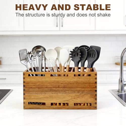 Acacia Wood Large Utensil Holder for Kitchen Count... (Acacia wood)