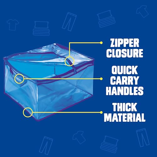 Ziploc Flexible Totes, Large Size, 10 Gallon, 2 Count Organizing Tote with Zipper and Built‑In Handles, Flexible & Stackable Clothing and Home Storage Bag