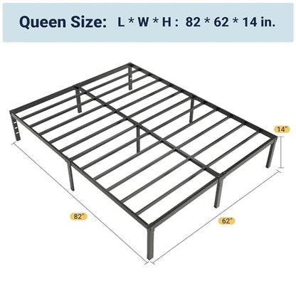 Allewie Queen Bed Frame, 14 inch Metal Platform Beds with Storage Space, No Box Spring Needed and Easy Assembly, Black