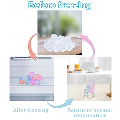 Reusable Ice Cubes for Drinks, Color-Changing Square, 80 Pack | BPA-Free Plastic Cubes, No Diluting, Refreezable, Fake Ice Look, Chilled Beverages, Coffee Bars, House Party Drinks