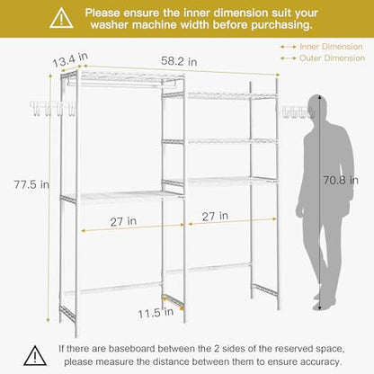 U5 Over the Washer and Dryer Storage Shelf, Laundr... (White | Metal)