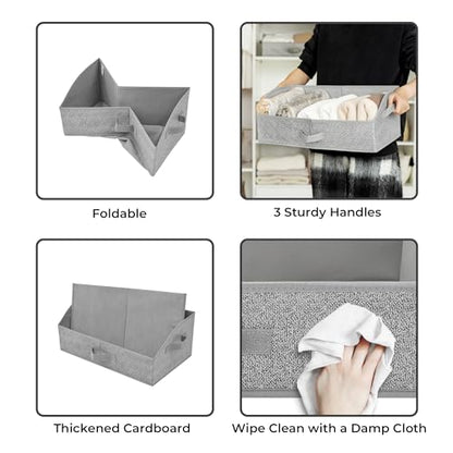 GRANNY SAYS Large Purse Organizer for Closet 19¾"L, Trapezoid Storage Bins with Front Open Access, Foldable Fabric Storage Baskets for Shelves 3 Pack Gray Closet Organizers and Storage