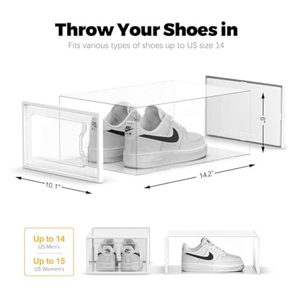 XXX-Large Fit Size 14 Shoe Storage Box, Clear Plastic Stackable Shoe Organizer for Closet, Shoe Rack Sneaker Container Bin Holder for Entryway, Closet, Under Bed