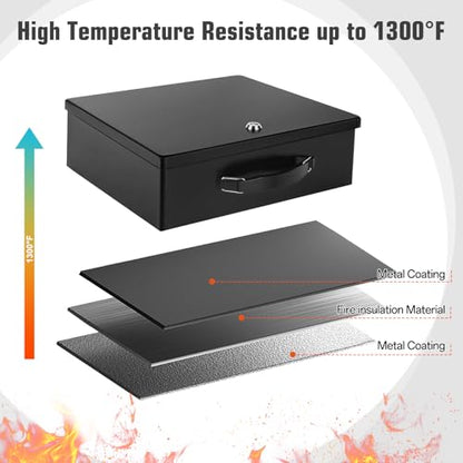 Fireproof Document Box, Fire Resistant Safe Box with Key Lock for Home, Portable Fireproof Lock Box for Personal Items, Passport, Cash, Tablet, X Large 13.2" x 11" x 4.13"
