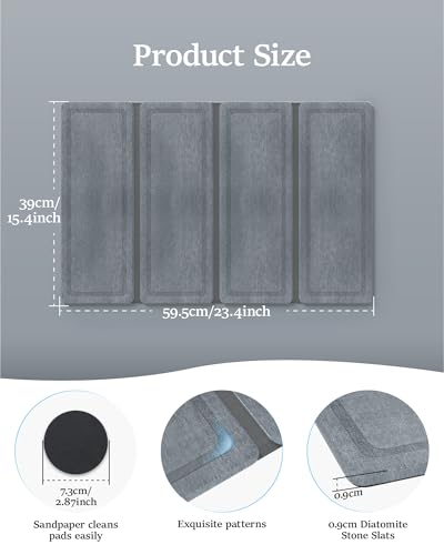 Foldable Diatomaceous Earth Bath Mat, Quick-Dry Stone Bathroom Mat, 60cm x39cm x0.9cm No Slip Absorbent Mat for Bathrooms, Households, and Kitchens
