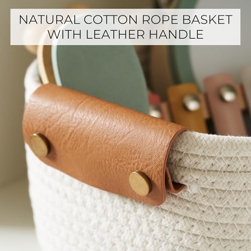 Beautiful Storage Basket Set of 5 - Sturdy Cotton Rope Baskets for Shelves | Perfect for Organizing Your Home - Quality Storage Bins Easily Fit with Any Nursery or Bedroom Decor