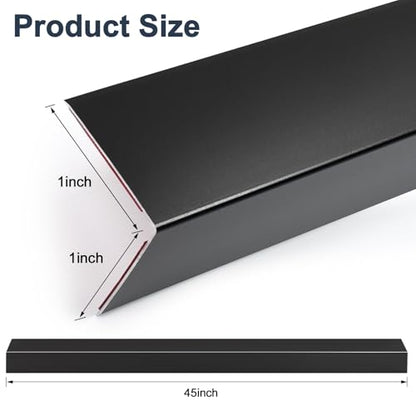 4PCS 45" Black Metal Corner Protectors, Aluminum Self Adhesive Corner Guards, Metal Wall Edge Protector Strip, Furniture Corner Protectors, Wall Cabinet Baseboard Decoration 45" x 1"