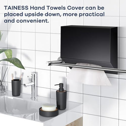 Acrylic Hand Towel Box Cover Holder, Wall-Mounted, Glossy Black | Compatible with Kleenex Disposable Paper Hand Towels | Premium Acrylic | Self Weight |Sturdy | Easy to Refill | Bathroom Use
