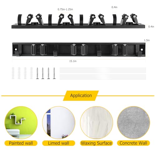 2 Pack Wall Mount Broom Holder with Sliding 3 & 4 Racks 4 Hooks，Mop Hanger | 15-30'' Broom Hanger Wall Mount,Aluminum Alloy Broom Holder Wall Mount,Broom and Mop Organizer Wall Hanging,Broom Holder