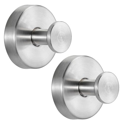 Suction Cup Hooks for Shower No-Drill Bathroom Hooks for Towels, Robes, Loofah Mountable on Bathroom Walls, Kitchen, Glass, Mirrors, Tile and Smooth,Non-Porous Surfaces (2, Brushed Nickel)