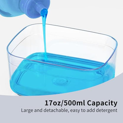 Dish Soap Dispenser with Sponge Holder for Kitchen, Navy Blue | 2 in 1 Countertop Soap Pump Dispenser for Sink, Countertop, Dish Cleaning, 17 Ounces