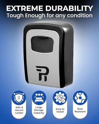 Key Lock Box for Outside – Large Outdoor Lockbox for Keys with Code, 4-Digit Combination Hidden Safe to Hide a Key Outside, Wall Mounted Key Storage for Home, Airbnb, 1 Pack