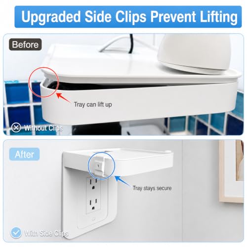 Wall Outlet Shelf for Vertical Decora and Duplex with Cord Storage, 1 Pack | Raises Toothbrushes and Small Devices Off Counters while the Built-In Cord Compartment Hides Extra Cable for a Cleaner Setup